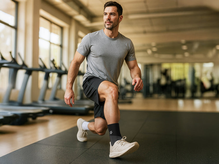 Person exercising with ankle support